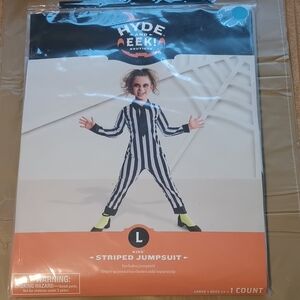 Kids Striped Jumpsuit Costume - Black and White